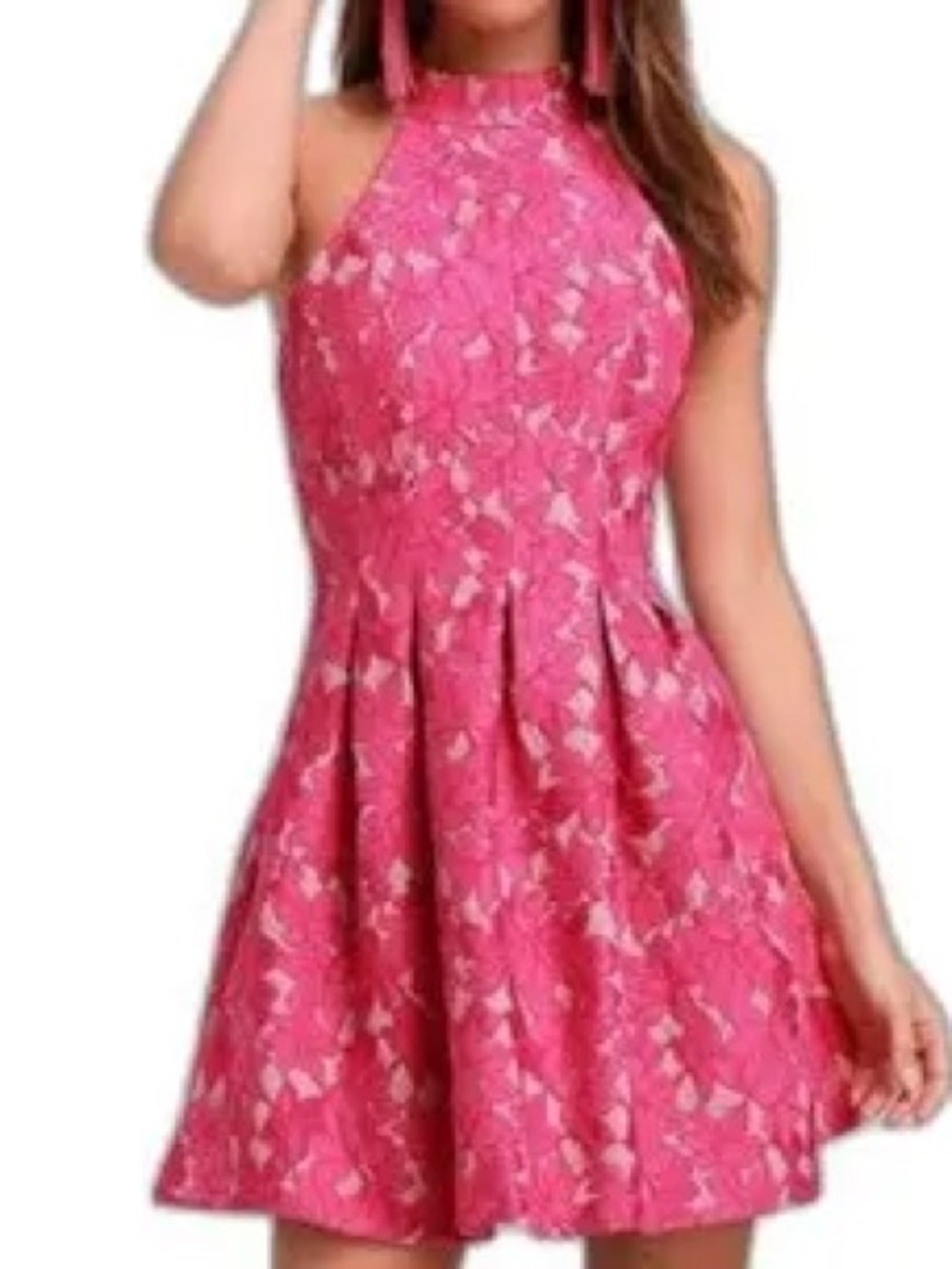 Lulu’s Pink Lace Halter Mini Dress